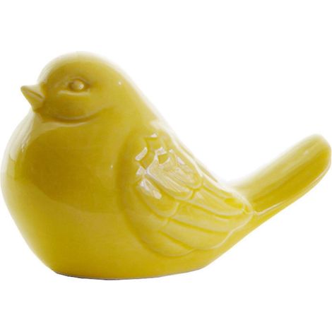 Figurine d'oiseau en céramique - Ornement en porcelaine - Sculpture, statue - Jaune (1/4)