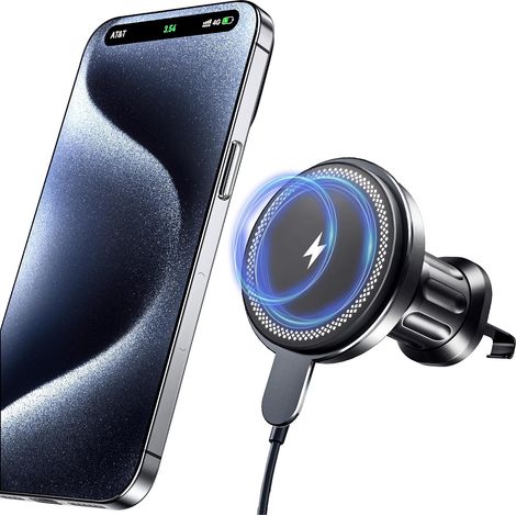 Support de téléphone portable pour voiture MagSafe - Support magnétique puissant pour ventilation de voiture - Chargeur sans fil 15 W - Support magnétique de voiture pour iPhone 17 Air Pro Max 16 16 (1/5)