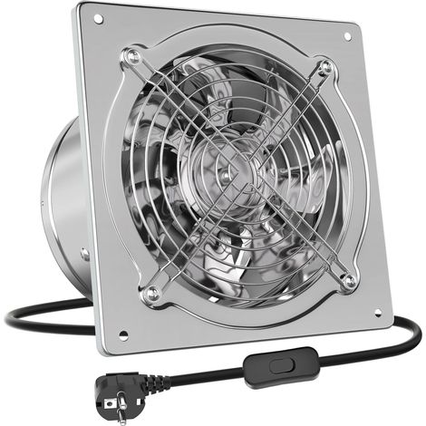 Extracteur d'air 150mm Ventilateur Mural 525m³/h avec Clapet Anti-Retour Matériau Métallique avec Plug pour Bureau Grenier Garage Cuisine (1/5)