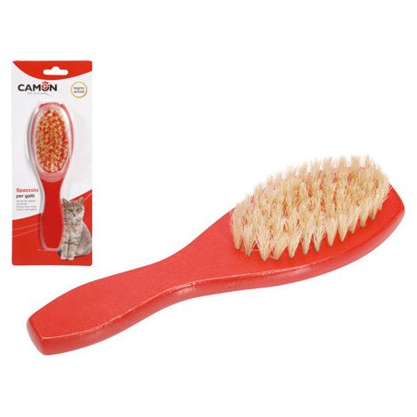 Spazzola Camon per gatti in legno – Impugnatura ergonomica, setole delicate, ideale per toelettatura quotidiana