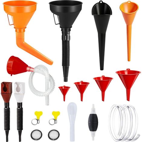 Kit 13 Entonnoirs Plastique avec Pompe Manuel pour Huile et Carburant (1/5)