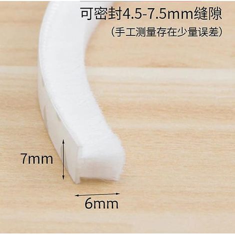 Bande adhésive de 10 m avec brosse pour portes et fenêtres, joint d'étanchéité pour portes et fenêtres, coupe-vent et anti-poussière, joint d'étanchéité insonorisant (1/5)