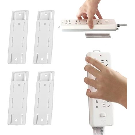 4 Pièces Support Adhésif Mural pour Multiprise Électrique Rangement Organisateur pour Prises, Routeur WiFi, Ordinateur, Boîte à Mouchoirs, Cuisine, Maison (blanc)