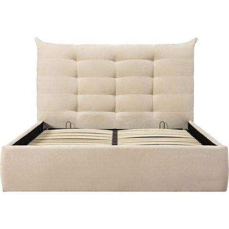 Lit coffre en tissu 140x190cm - Écru - SERENITA (1/5)