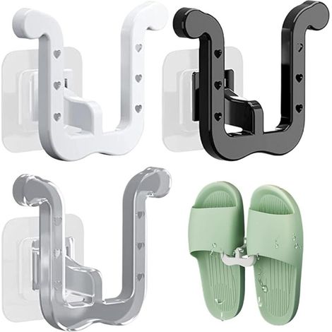 Lot de 3 étagères à chaussures murales étanches en forme de U, auto-adhésives, gain de place, pour porte, placard, salle de bain ou cuisine. (1/5)