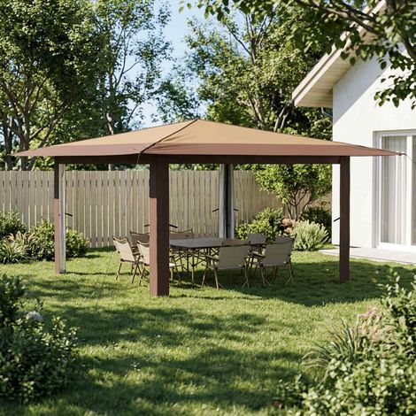 vidaXL Gazebo sans Paroi 4 x 4 m Beige et Marron (1/5)