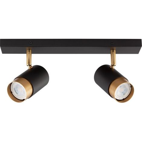 Merano Knoxville Spot de plafond Twin 2 lumières Sandy noir, aluminium doré LED GU10 2x10W
