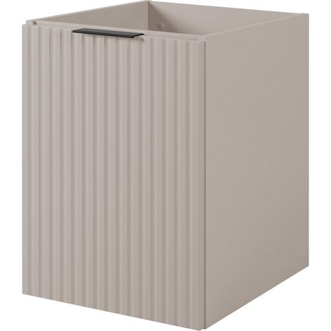 Furnidea - Meuble bas de salle de bain à suspendre FLOW CACHEMIRE 40 cm- une porte - façades rainurées (1/5)