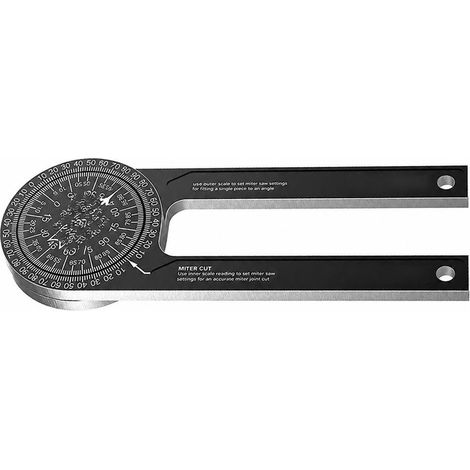 Transportador de ángulos horizontal de aluminio de 360° para sierra ingletadora, con escalas grabadas con precisión para un posicionamiento óptimo al cortar madera. (1/5)