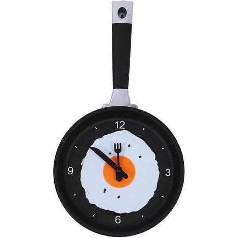 Horloge poêle à frire avec œuf au plat - Horloge murale de cuisine originale - Verte (1/5)