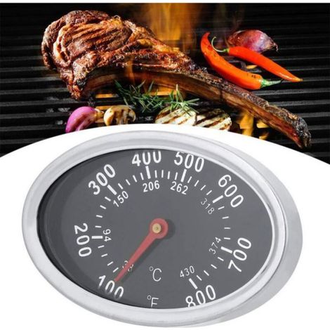 Jauge De Temperature - Cadran 100 À 800 °F - Pour Grill À Charbon Et À Gaz - Acier Inoxydable - Affichage Celsius Et Fahrenheit (1/5)