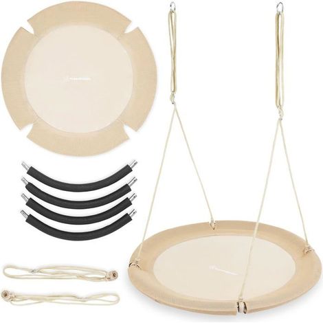 Columpio tipo nido de pájaro beige bohemio de metal, carga 150 kg - 100 cm