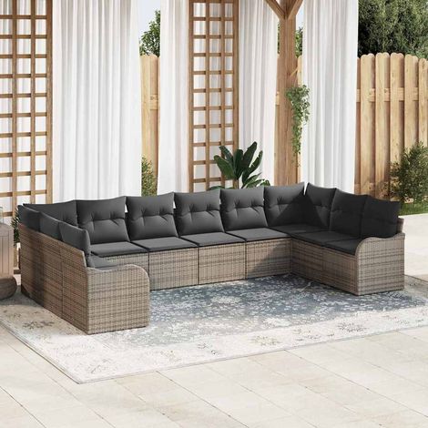 Gartensofa-set Grau 344 x 177,5 x 85 cm Poly-Rattan