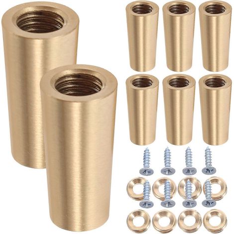 Lot de 8 pieds en laiton et bois pour planche à découper : rehausseur pour présentoir à bijoux - Pieds coniques pour meubles, tables et canapés (1/5)