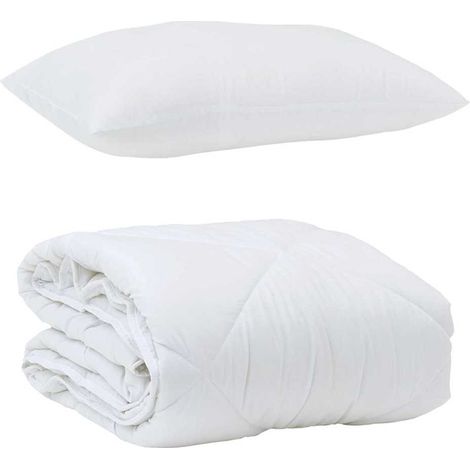 Duvet d'été simple avec oreiller 2 pcs,Couette Blanc Microfibre CFW72367 (1/5)