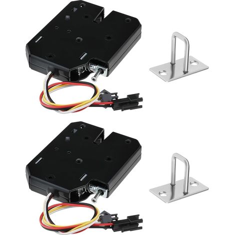 2 Pack DC 12V 2A Electric Magnetic Locks with Detection Switch Lock Hook 25.5mm for Door Access Control System Small Cabinet Lock (1/5)