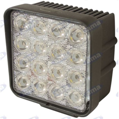 Faro lavoro 16 LED 110x110mm 10-30V 48W 3200LM cablato 40-60cm macchina agricola