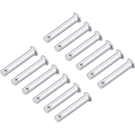 Trou Unique Chape Broches 8mm x 45mm Tête Plate Tête Zingage Solide Acier Axe Charnière 12Pcs (1/3)