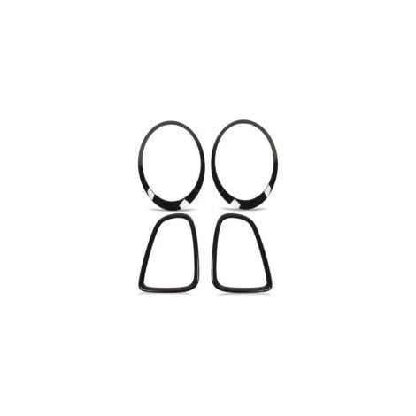 Fari anteriori e 2 fari posteriori, cornici di copertura per fanali posteriori, finitura nero lucido, ricambio per Mini R56 R57 R58 R59 S JCW 2007-2015 - Crezuo (1/4)