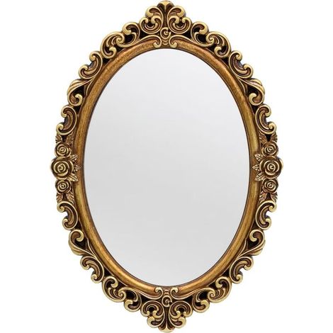 Miroir mural ovale en résine - Taille : 30 x 21,5 cm - Miroir vintage à suspendre pour chambre à coucher, salon, commode - Doré (1/5)