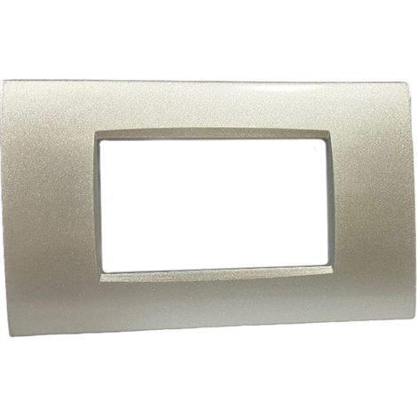 Placchetta per interruttore in metallo a 4 posti silver cassetta 504 compatibile con living air supporto cover (1/2)