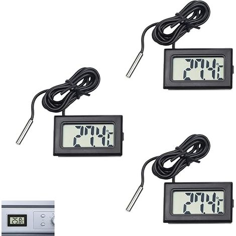 3 Pièces Thermomètre Hygromètre Numérique, Hygromètre avec Sonde Étanche 1M, Écran LCD Mini Capteur Température et Humidité -50°C à 110°C, pour Incubateur Reptile Serre Cave Vin Bureau Entrepôt Maison (1/5)