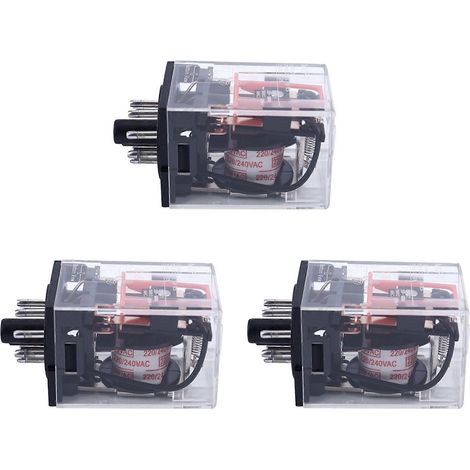 Relais de puissance PCB 3 broches DPDT 2NO 2NC MK2P-1, tension de bobine 220 V/230 V CA (1/5)