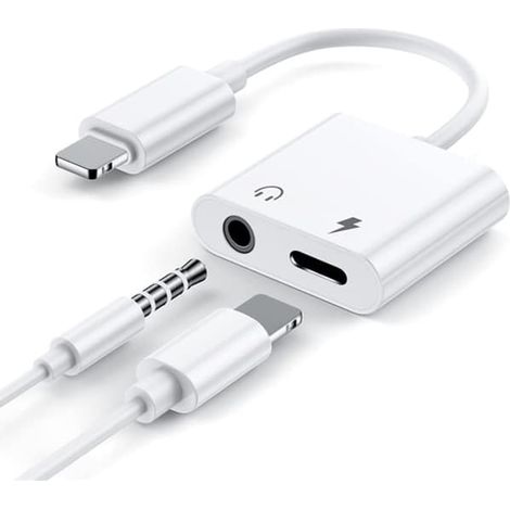 BelleRise - Adaptateur pour casque iPhone 2-en-1 Lightning + prise casque 3,5 mm (1/5)