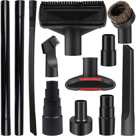 12 Pcs Accessoires pour Aspirateur de Kits Accessoires D\'aspirateur de 1-1/4 "avec Brosse en Crin de Cheval Baguette D\'extension Adaptateur de Suceur plat Fflexible pour Meubles Voitures ect (1/5)