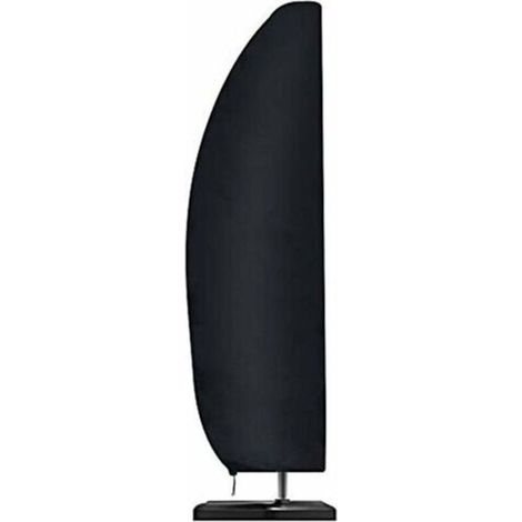 Housse de parasol en tissu Oxford 210D résistante à l’eau, au vent, aux UV et aux déchirures extra large avec fermeture éclair Noir 265 x 40/70/50 cm