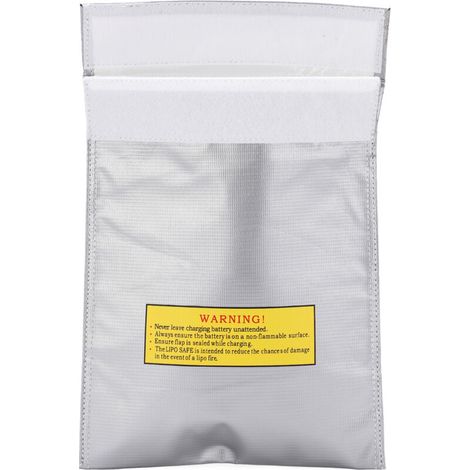 Sac de sécurité ignifuge pour batterie au lithium, protection contre les explosions - Idéal pour le chargement et stockage sécurisé (Argenté) (1/5)