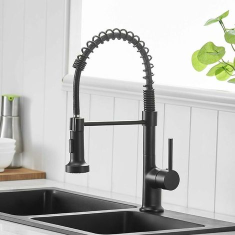 Black kitchen faucet kitchen faucet with shower pull-out single lever mixer 360° sink mixer (1/5)