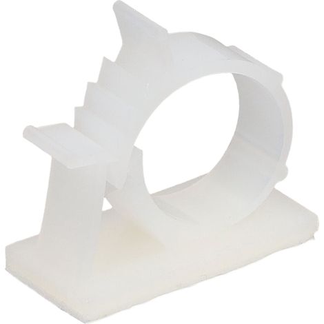 Packung mit 100 weißen, selbstklebenden Kabelbindern aus PA66-Nylon. (1/5)