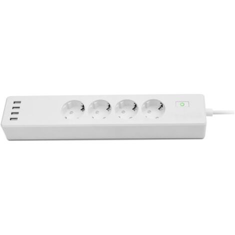Multiprise 4 prises (multiprise fonctionnant sans hub, commutable individuellement, multiprise avec USB, multiprise avec protection contre les surcharges, application et commande vocale, 10 A) blanc (1/5)