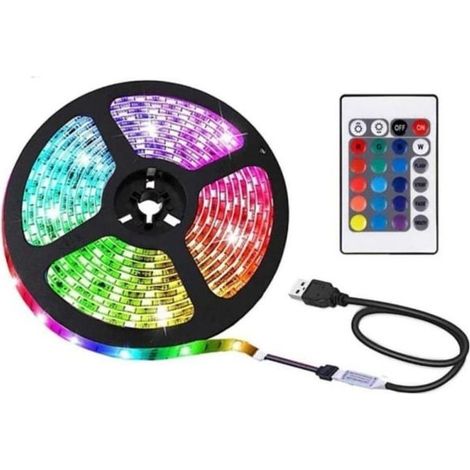Bande LED RGB SMD5050 IP65 2 m - TV - Ordinateur - Voiture - USB multicolore - 1 pièce