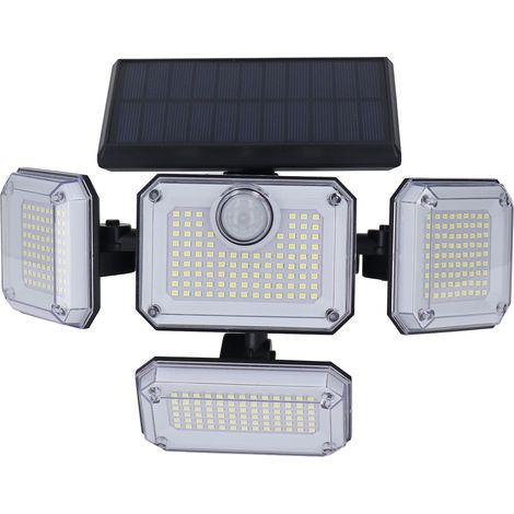 Solar-Außenleuchte mit 4 schwenkbaren Köpfen, IP64 wasserdichtem LED-Strahler, flexibel und faltbar, hitzebeständig, für Haus- und Gartenbeleuchtung, 4 verstellbare Strahler. (1/5)