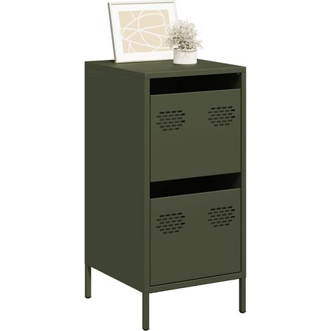 Sideboard Olivgrün 35x39x73,5 cm Kaltgewalzter Stahl