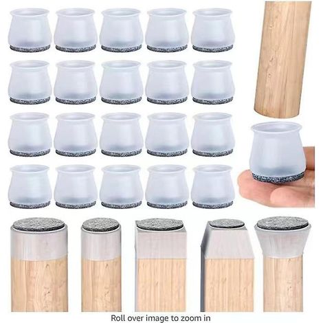 Patins de protection en feutre et silicone pour pieds de chaise, silencieux, épais et résistants à l'usure, pour tabouret ou table. (1/2)