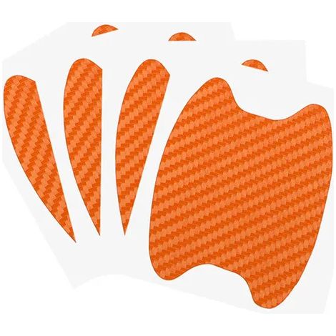 (Orange 4pcs) Lot de 4 autocollants de portières de voiture en fibre de carbone résistante aux rayures, film de protection pour poignées de voiture, accessoires de style extérieur (1/4)