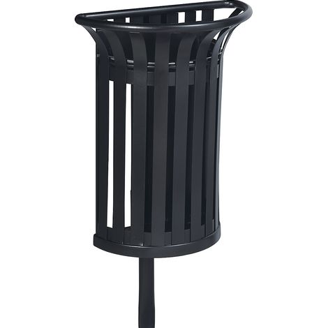Corbeille à fixer sur poteau Tulipe - 35l - anthracite mat - RAL 7016 (1/3)