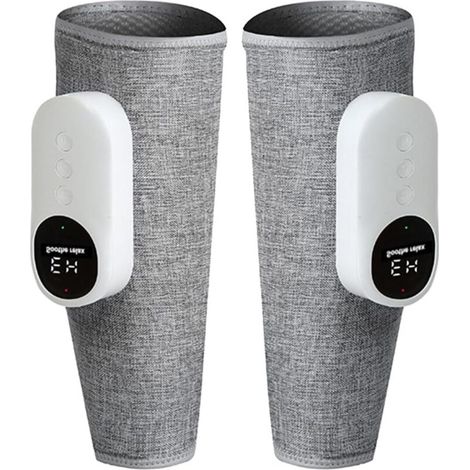 Masseur de jambes, masseur de mollets avec chaleur pour jambes, mollets et pieds fatigués et tendus, masseur à pression chaude avec 3 modes et 3 intensités, taille réglable, masseur de pieds sans fil