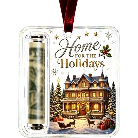 Porte-monnaie de Noël en acrylique à motif Père Noël, étiquette suspendue, décoration transparente pour sapin de Noël (1/5)