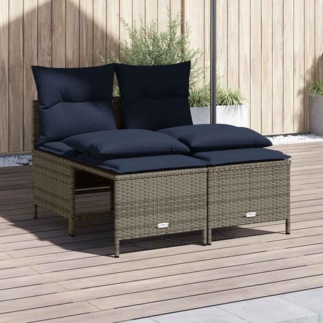 4-teiliges Gartensofa-Set mit Kissen, grau, Polyrattan (1/5)
