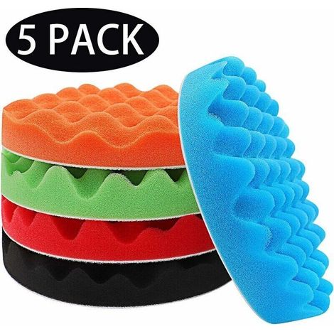 Tampons de Polissage de 5 Pouces pour Perceuse, Tampons D'éponge de Polissage de 125 mm pour Polisseuses de Voiture Automatique, Accessoire de Polisseuse Perceuse, Kit de Polissage Perceuse 5 Pièces