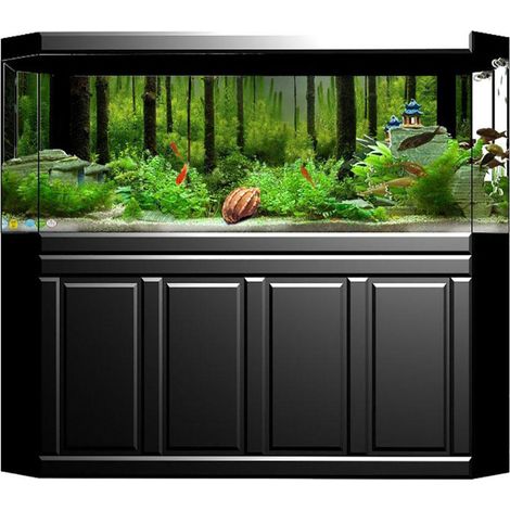 Décoration Aquarium Fond Sous-Marin Forêt Paysage Autocollant PVC 91x50cm