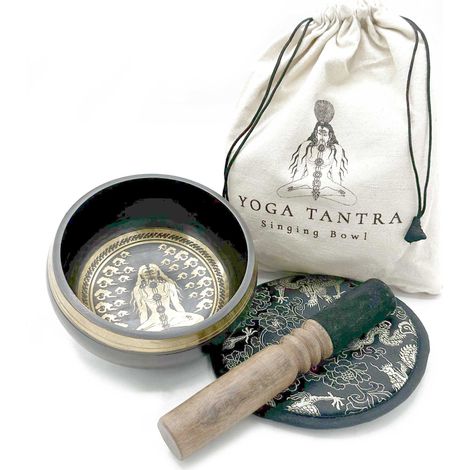 Coffret cadeau bol chantant battu et gravé à la main - 14 cm - Yogi- Vendu par 1 (1/2)