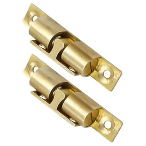 Loquet de Meuble en Cuivre Ressort Intégré, Butée à Rouleau Billes Dorée, Facile Installer, pour Porte D'armoire et Placard, Lot 2 Pièces -