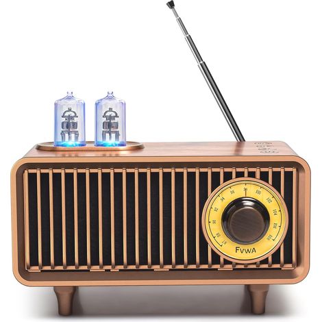Radio Portable Bluetooth Rétro en Vintage Classique Design Caisson de Basses Super Graves avec Radio AM FM Prise D’entrée Audio, Convient pour Les Cuisines De La Maison Et du Bureau 1500mAh (1/5)