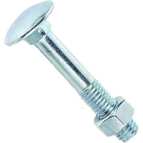 Boulons tête ronde collet carré Japy acier zingué blanc partiellement filetés. Ø 10 mm. longueur 70 mm. boîte de 100 - VISWOOD