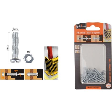 Kaela - Set 29 Pz Viti Vite Testa A Croce Tonda 3x20mm Con Dadi Dado Esagonale M3 90954 - (1/2)